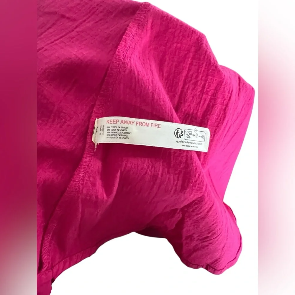 Free People Forever fancy Hot Pink Mini Dress Tie sides with buttons Size S NWT - Picture 10 of 11
